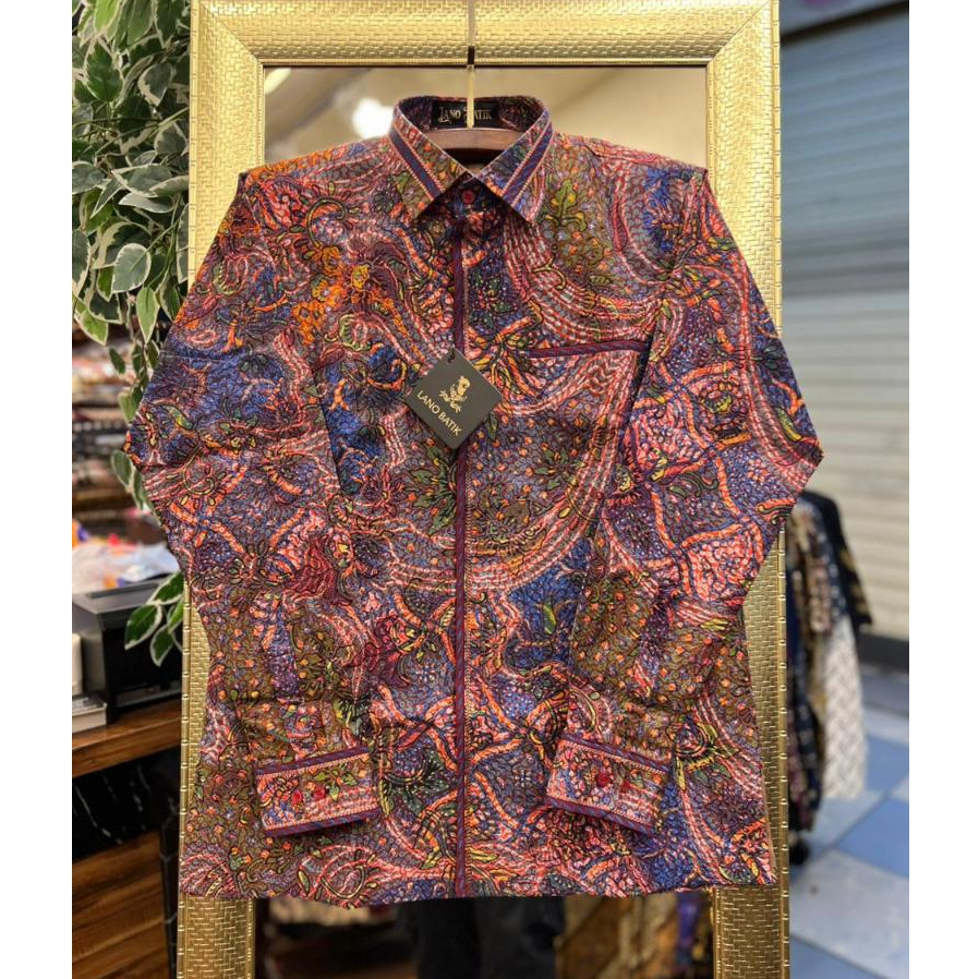 Lano Batik Semi Jas - Kemeja Batik Smock Semi Jas - Mural - Batik Dobby - Baju Batik Pria - Kemeja B
