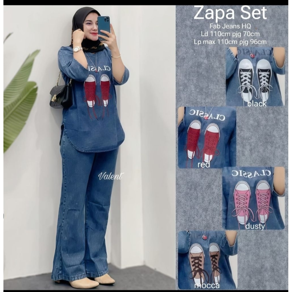 zapa set setelan jeans