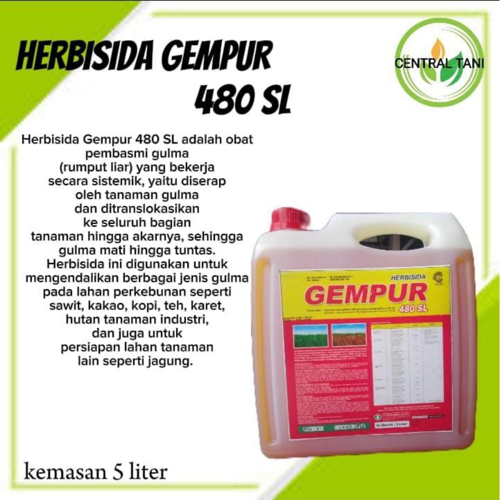 Herbisids Gempur 480 SL 5 ltr Obat Gempur Pembasmi Rumput