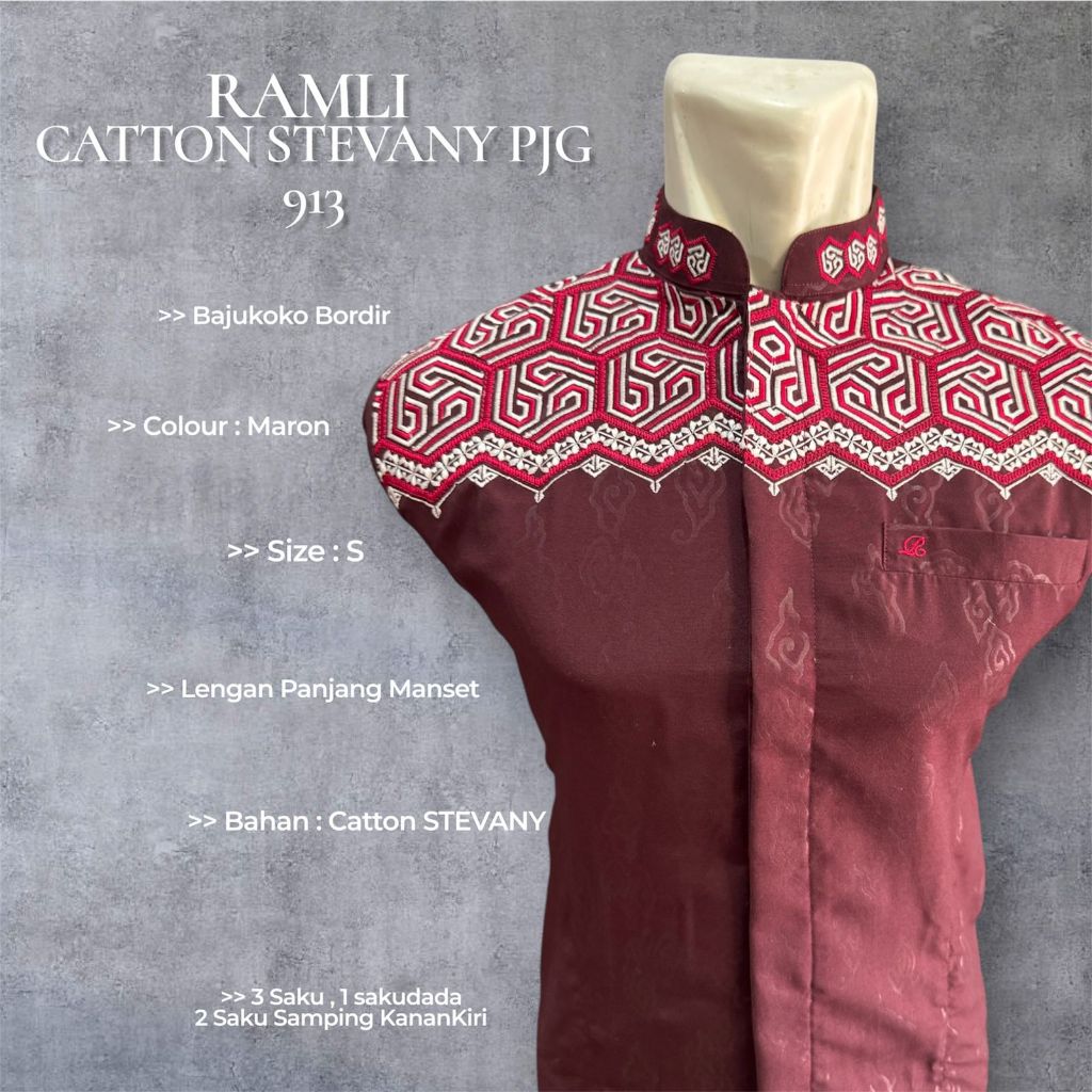 Obral Ramli Baju Koko Lengan Panjang Katun Stevany