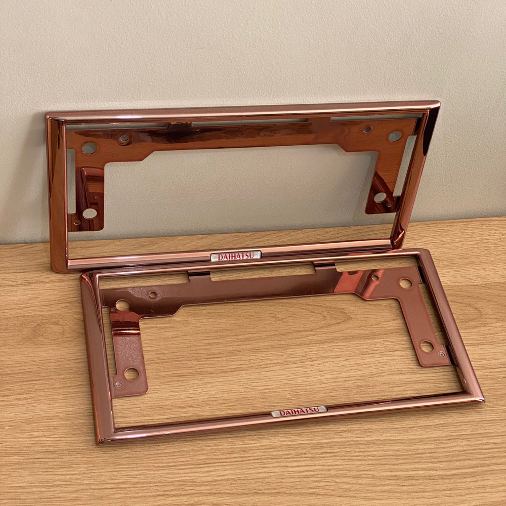Daihatsu JDM Rose Gold License Number Frame / Bingkai Plat Nomor Set (2)