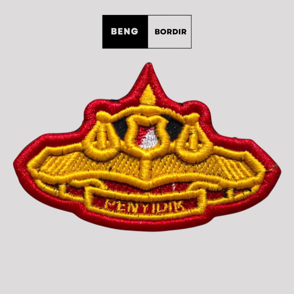Logo Brivet brevet Penyidik Polri Bordir Timbul Wing roda Saku Baju Polisi