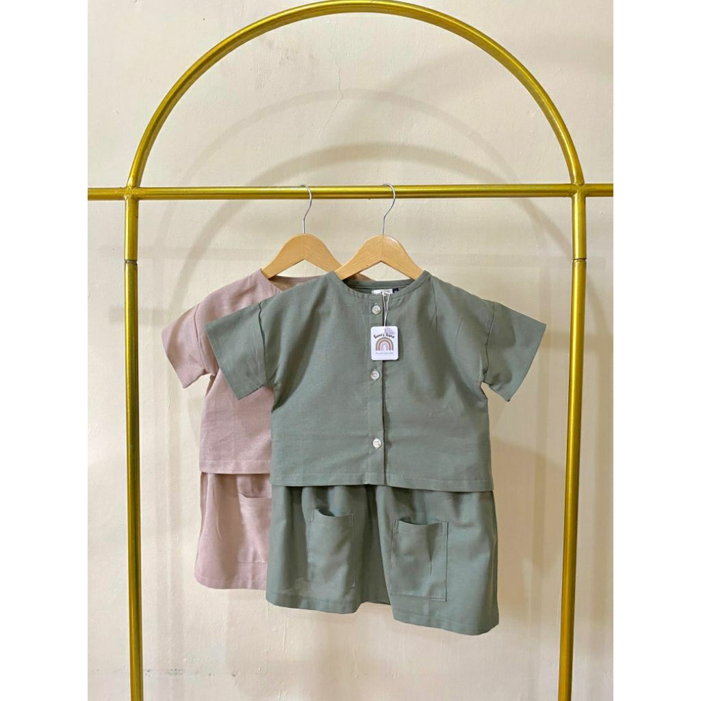 Luna set / Baju Anak Perempuan Bahan Linen