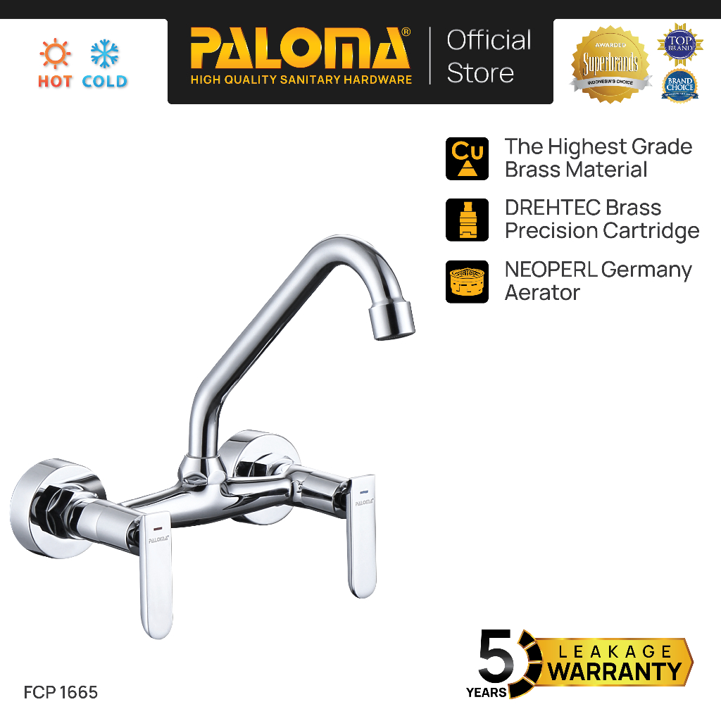 PALOMA FCP 1665 Keran Mixer Keran Cuci Piring Keran Wastafel Cold Hot Mix Panas Dingin Keran Air Bra