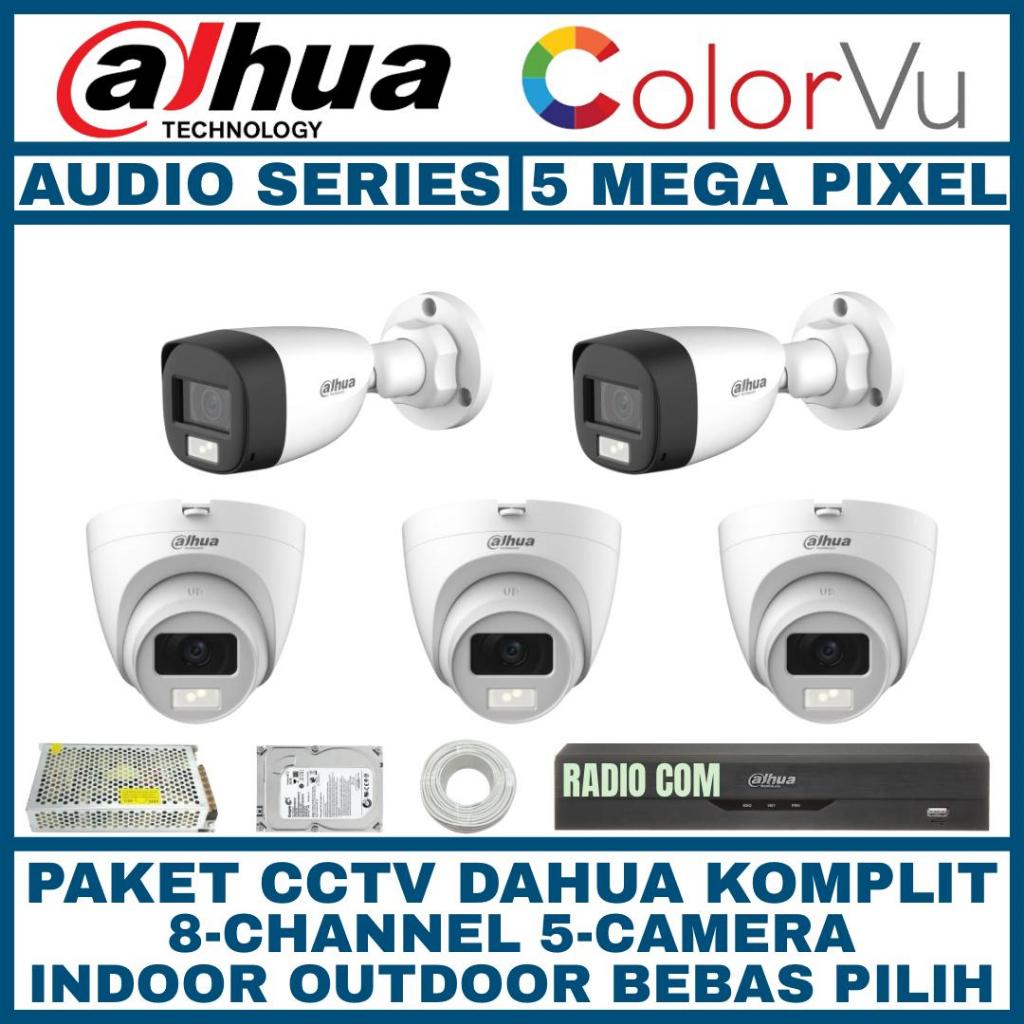 PAKET CCTV DAHUA 5MP FULL COLOR 8 CHANNEL 5 KAMERA AUDIO FULL COLOR
