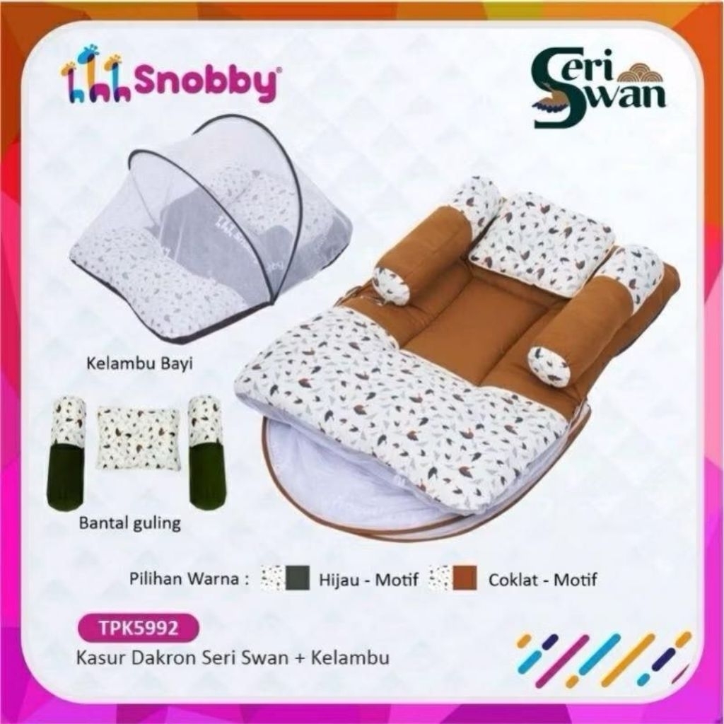 Snobby kasur dakron seri swan + kelambu tpk 5992/ Kasur set Bantal Guling kelambu/ kasur bayi Newbor