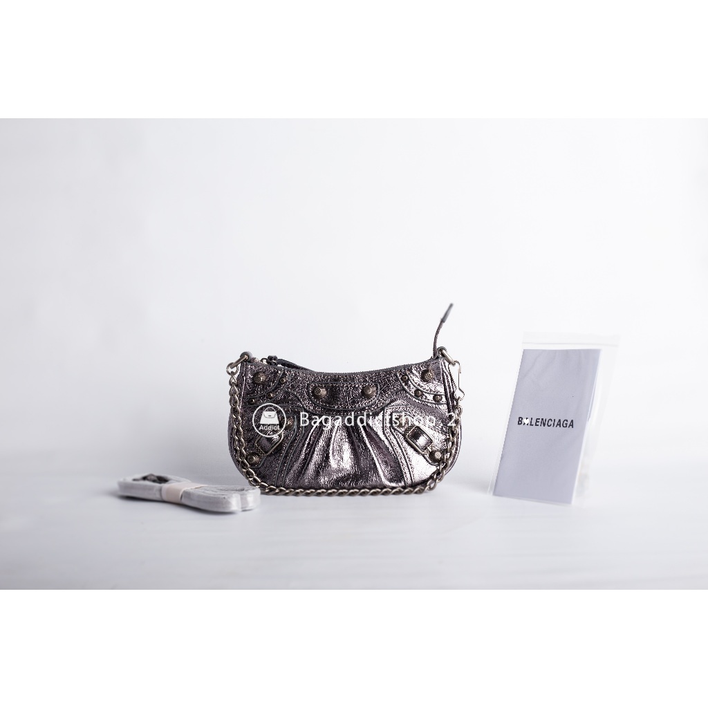 BagAddict Tas B Wanita Kulit Asli Le Cagole Mini Gun Metal SHW SM