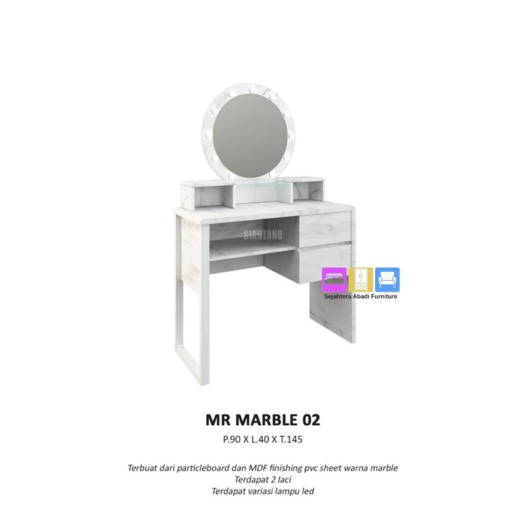 meja rias siantano equity mr marble 02 dressing table