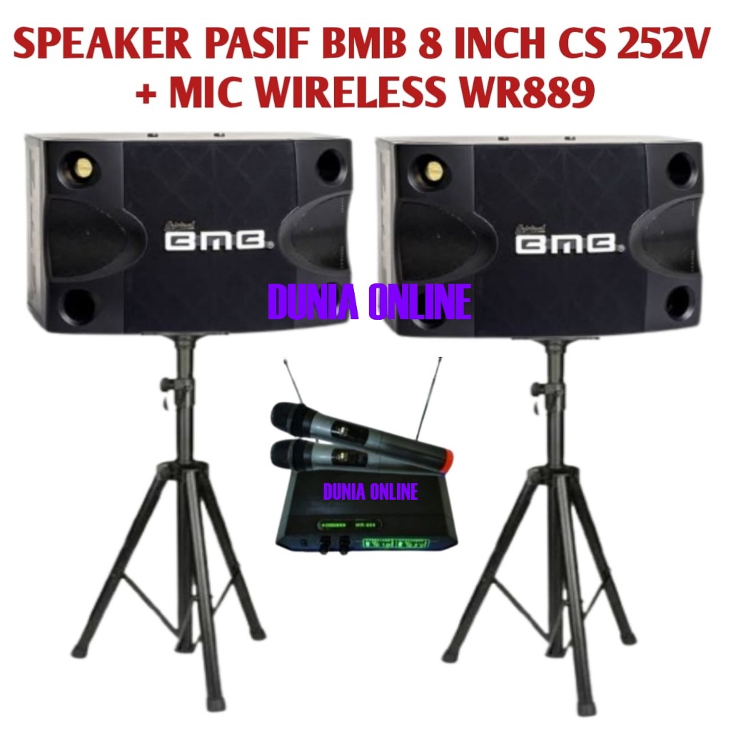 Speaker BMB Pasif 8 Inch Original Plus Mic Wireless Karaokey