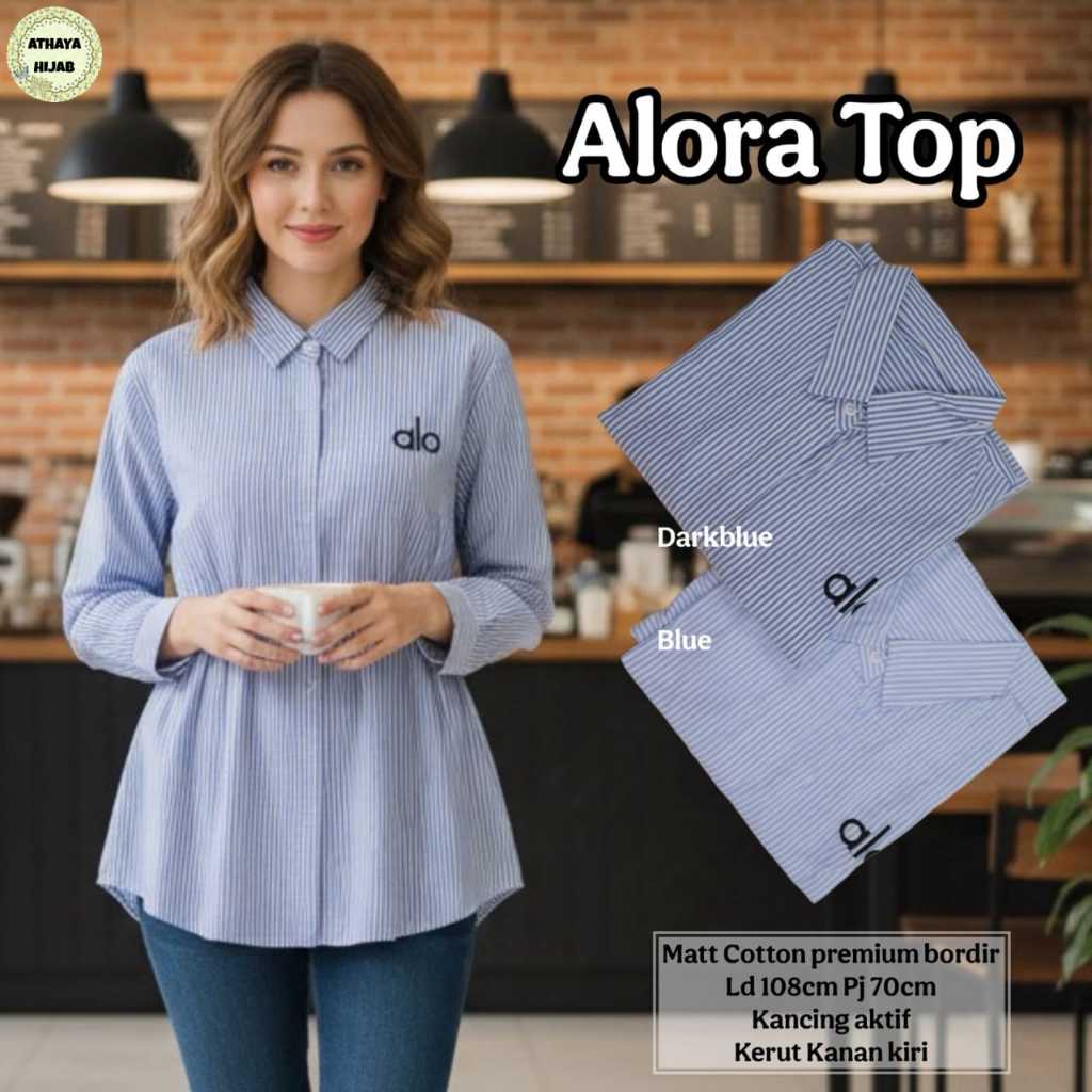 Alora Top Original Athaya Hijab Alora Athaya Cotton Premium Bordir Atasan Alora Athaya