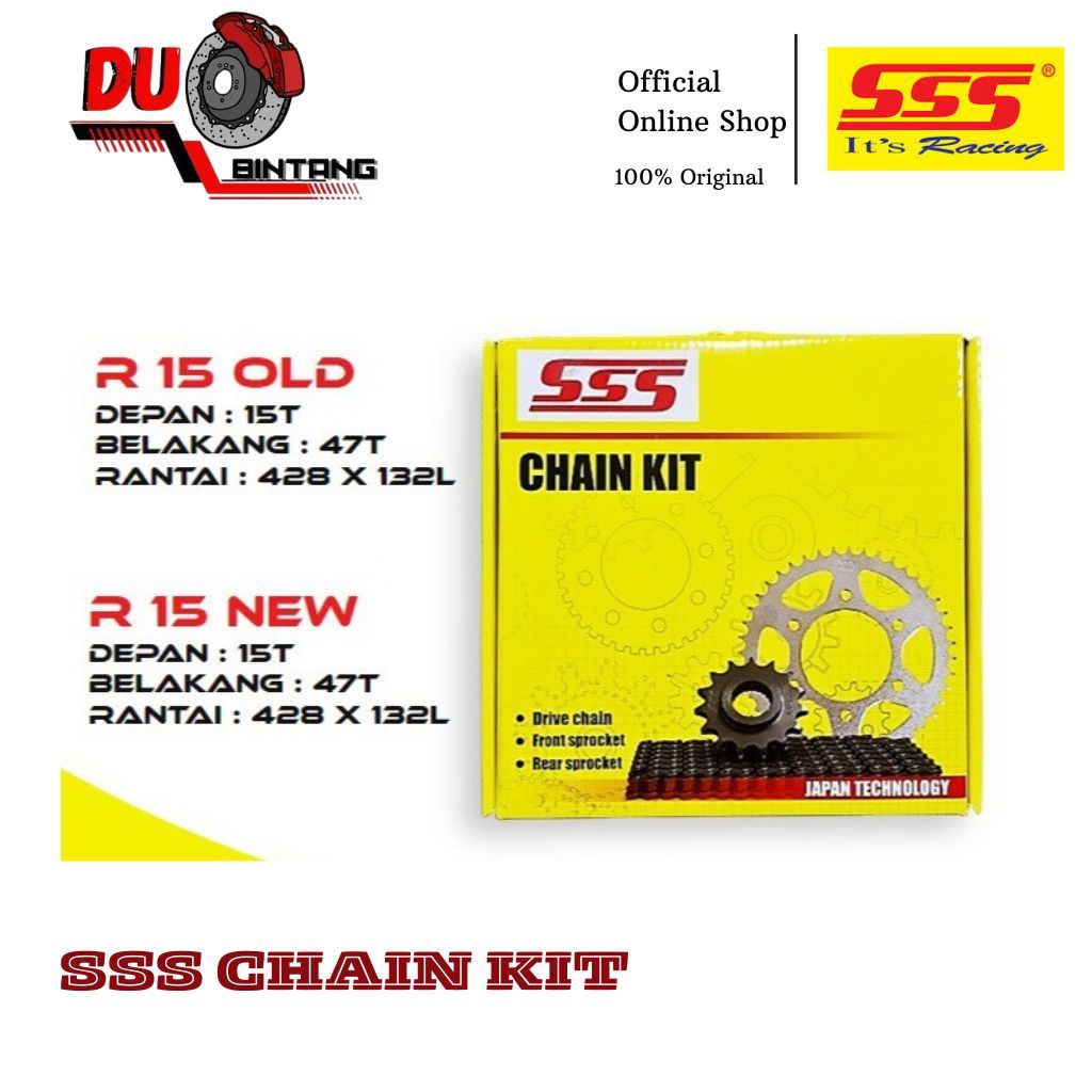 SSS Chain Kit Gear Set R15 Old Lama V2 / new V3 Lengkap Gear Depn Belakng Rantai Original SSS RACING