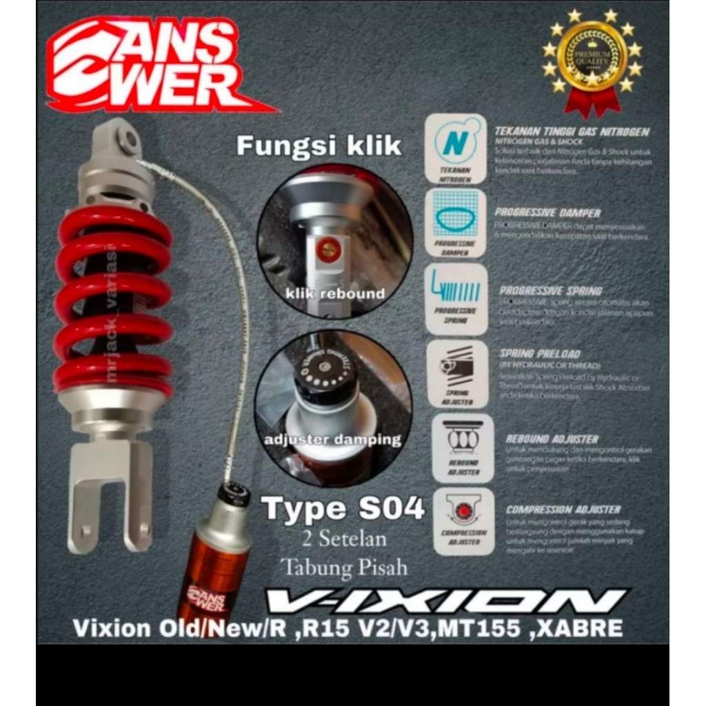 shock vixion monoshock vixion shock tabung vixion mono shock original answer tabung pisah stelan mod