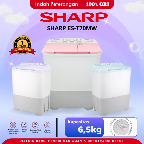 MESIN CUCI SHARP ES T70MW / MESIN CUCI 2 TABUNG / MESIN CUCI SHARP MURAH