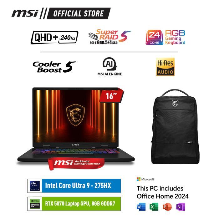 MSI CROSSHAIR 16 HX AI ULTRA 9 275HX RTX5070 16GB 1TB 16.0QHD+ 240HZ W11 OHS - 16GB