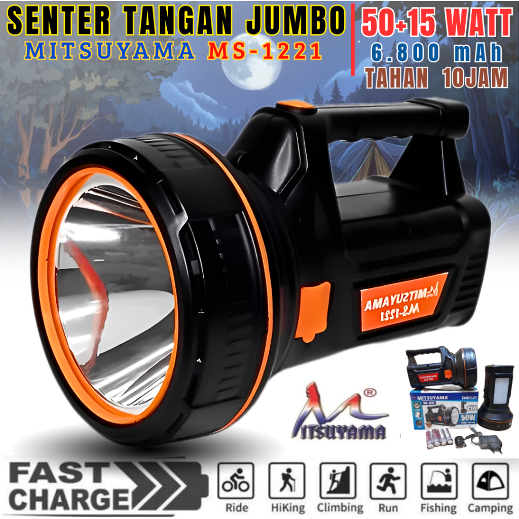 Mitsuyama Senter Tangan Led Emergency Mitsuyama Ms-1221 Super Terang 50w | Senter Jumbo Led Premium 