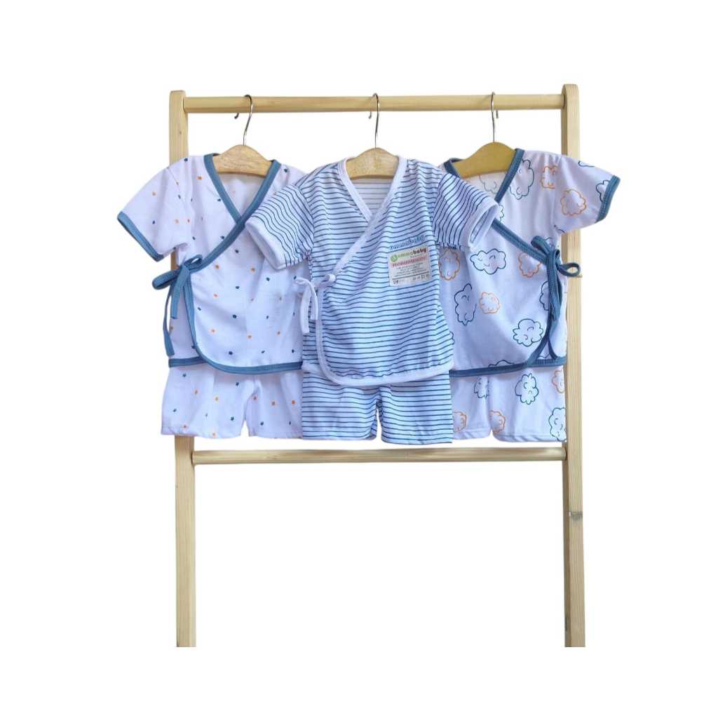 6 Pcs / 3 Set Baju Bayi Kimono Pendek Celana Bayi Baju Bayi Newborn Baju Bayi Baru Lahir Setelan Kim