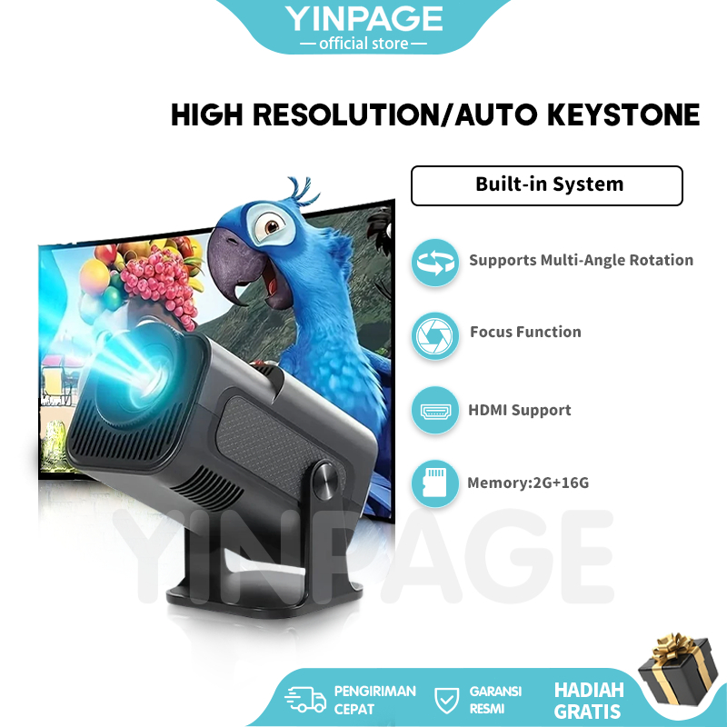 Mini Smart Proyektor 4k Full HD Android 13.0  2G RAM+16G ROM Dual Band 2.4g&5g 10000 Lumens WiFi6 10
