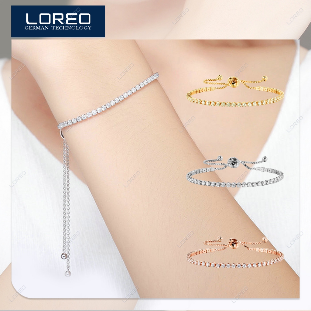 Loreo Gelang Serut Diamond Krystal Aksesoris Bracelet Gelang Rhinestone Adjustable