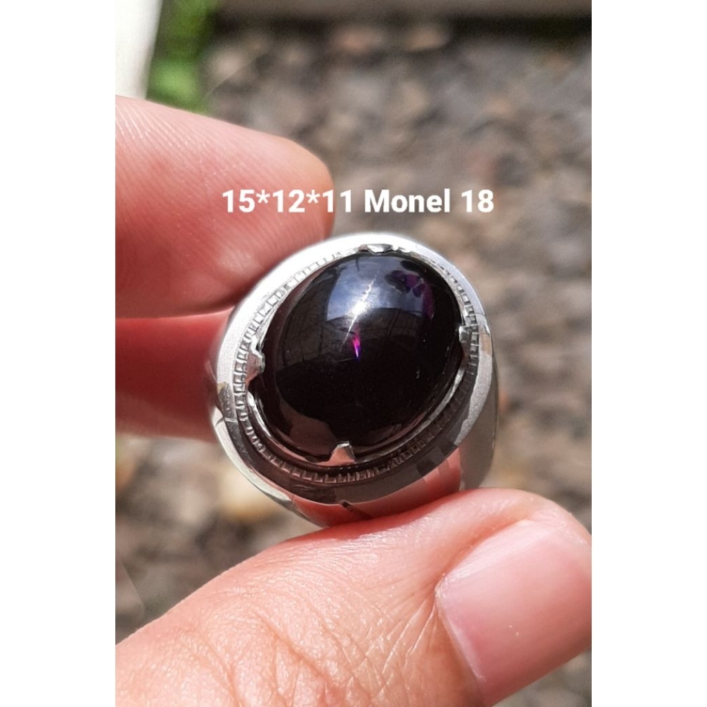 Natural Cincin Batu Amethyst Wulung atau Kecubung Wulung Ungu Tua Luster Menyala Langka Berkualitas