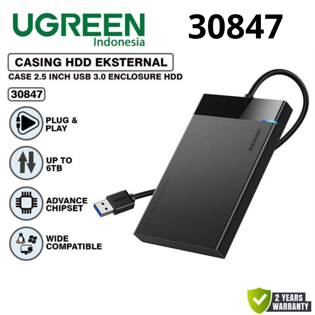 UGREEN 30847 Hard Disk Drive Casing Enclosure External 2,5" SATA USB 3.0 2.5 Inch Case Harddisk