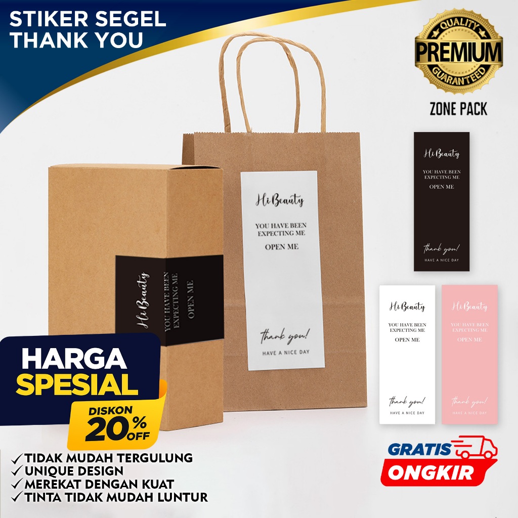 [50 PCS] Stiker Segel Thank You | Stiker Segel Box Packaging Aesthetic | Stiker Segel Kemasan Hamper