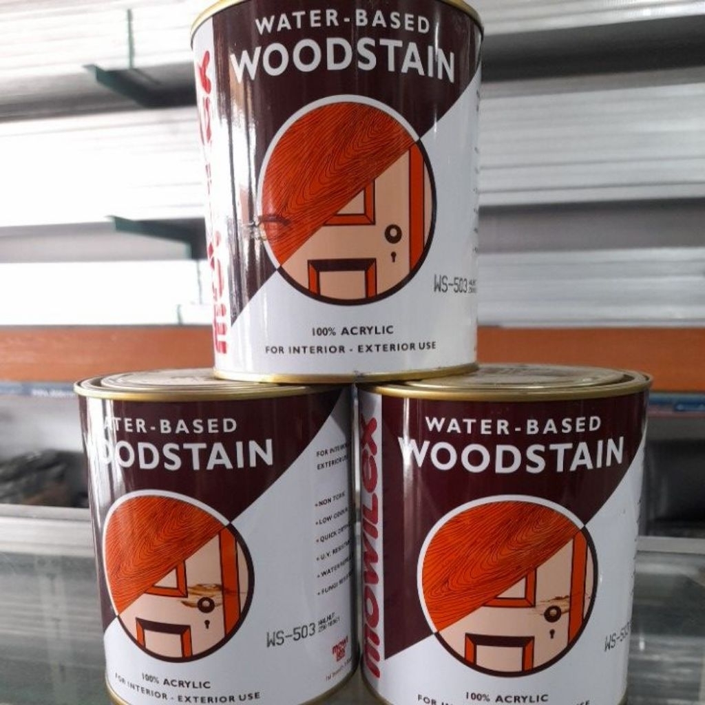 Mowilex Woodstain Waterbased Cat Politur Kayu Vernis  Mowilex 1L