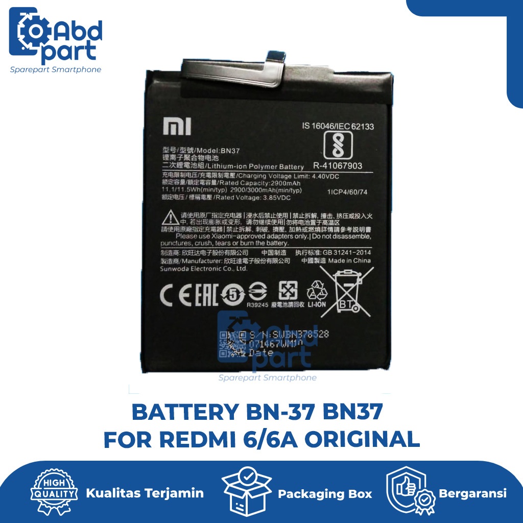BATTERY BN-37 BN37 FOR REDMI 6/6A ORIGINAL
