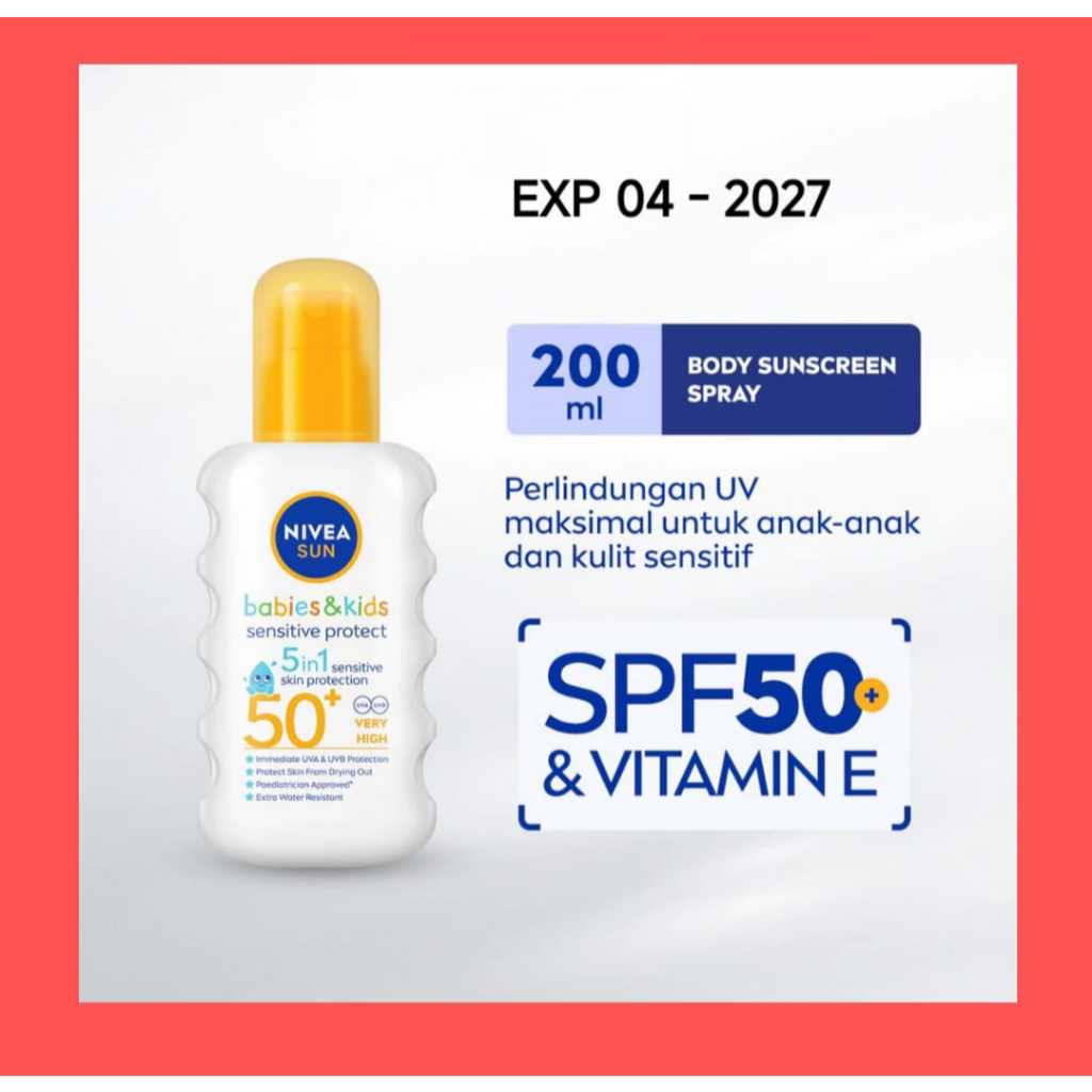 NIVEA Sun Kids Sensitive Spray SPF50 200mL / Sunscreen anak bayi kulit sensitif lotion sunblock