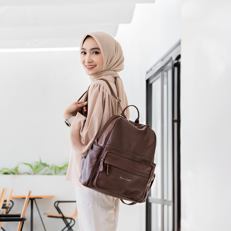 Kenes Leather Tas Ransel Wanita Kulit Asli Backpack REVINA - Free Grafir Nama