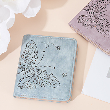 Dompet RFID Kecil Wanita Dompet Wanita Ultra-tipis Dompet Wanita Mini Kompak Lipat Dua Saku, 04-Ungu