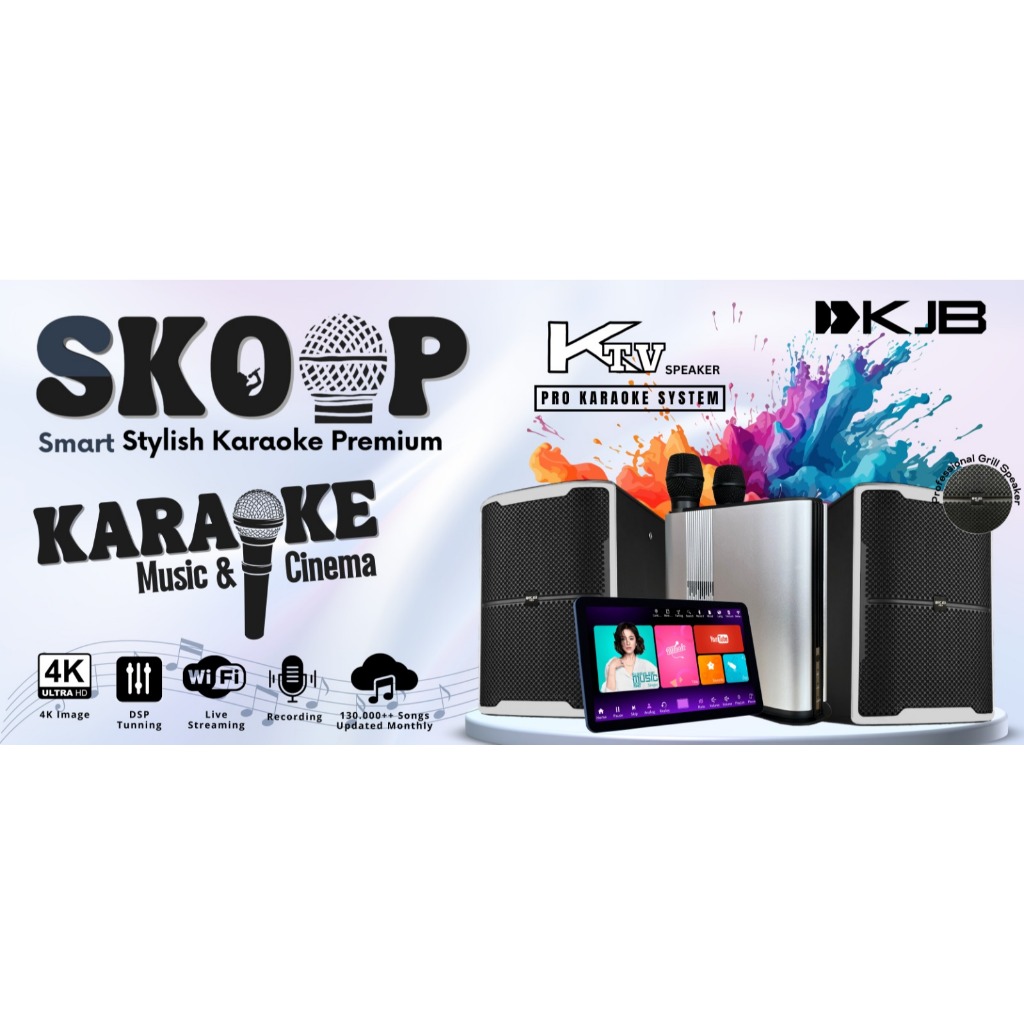 KJB SKOOP paket karaoke stylish smart Speaker Wireless Tv Subwoofer Microphone Clip