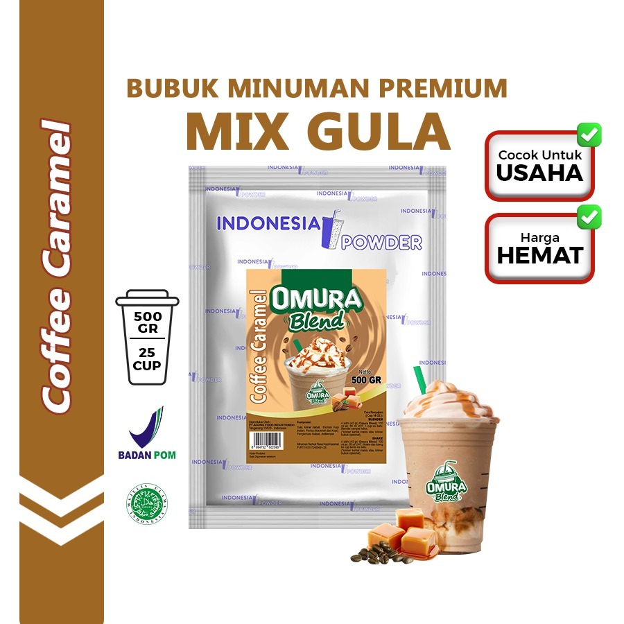 OMURA Bubuk Minuman Premium Rasa Coffee Caramel / Kopi Karamel 500 Gram Halal & BPOM Blend Powder