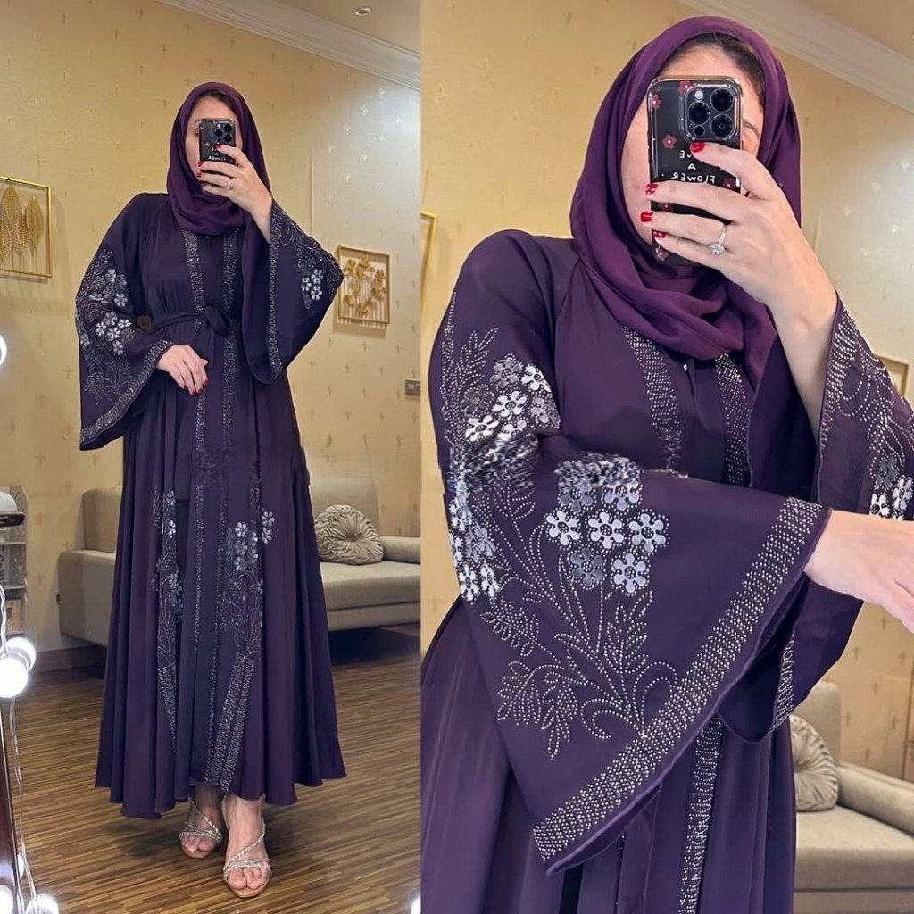 ABAYA DUBAI ONE SET/ ABAYA DUBAI/ OUTFIT DUBAI/ GAMIS DUBAI/ GAMIS LEBARAN IMPORT +PASHMINA