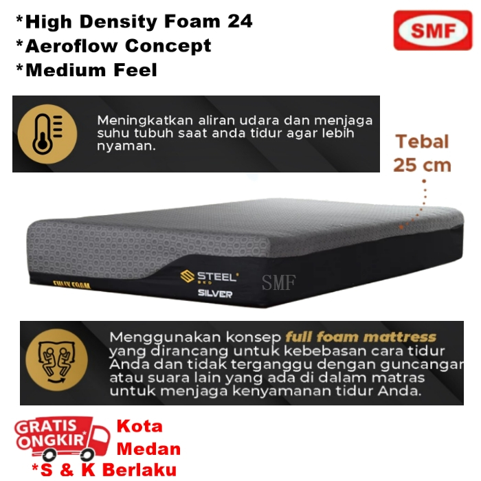 TILAM BUSA STEEL SILVER - STEEL FOAM - KASUR BUSA 200/180/160/120/100