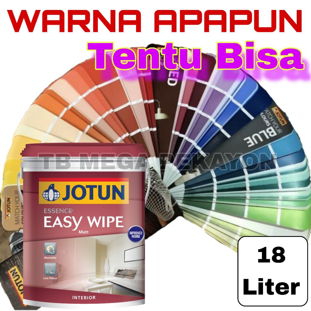JOTUN - Cat Tembok Easy Wipe 18 Liter Interior Mudah Dicuci | Bisa Request Custom Warna Jotun