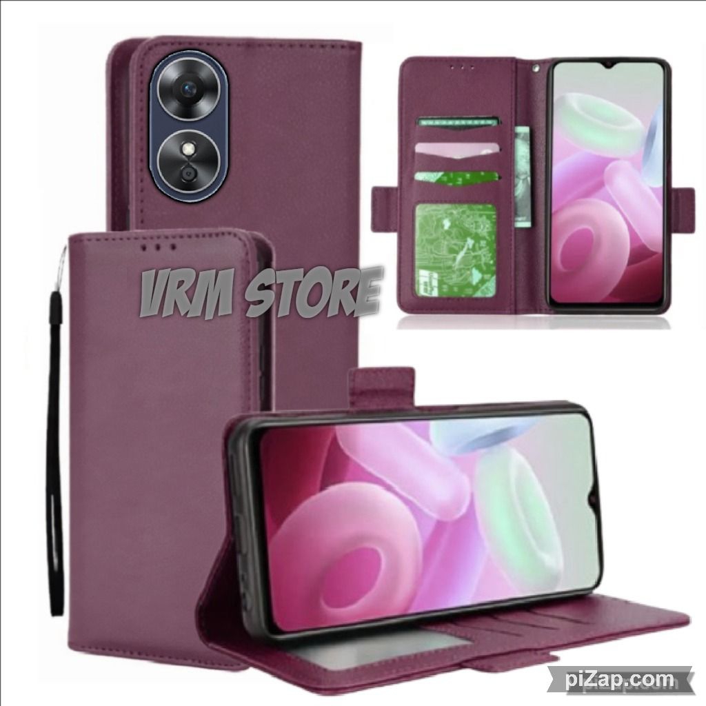 Case Dompet Hp Oppo A17 - Oppo A17k Case Dompet Casing Hp Flip Kulit Case Wallet Leather Cover