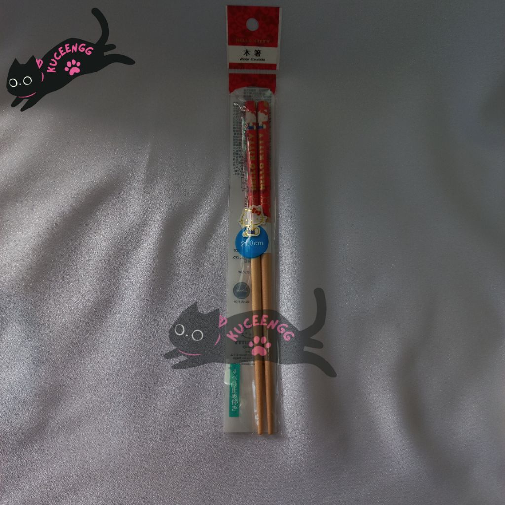 SUMPIT CHOPSTICKS  HELLO KITTY MERAH SANRIO LICENSE (ASLI / ORI JEPANG)