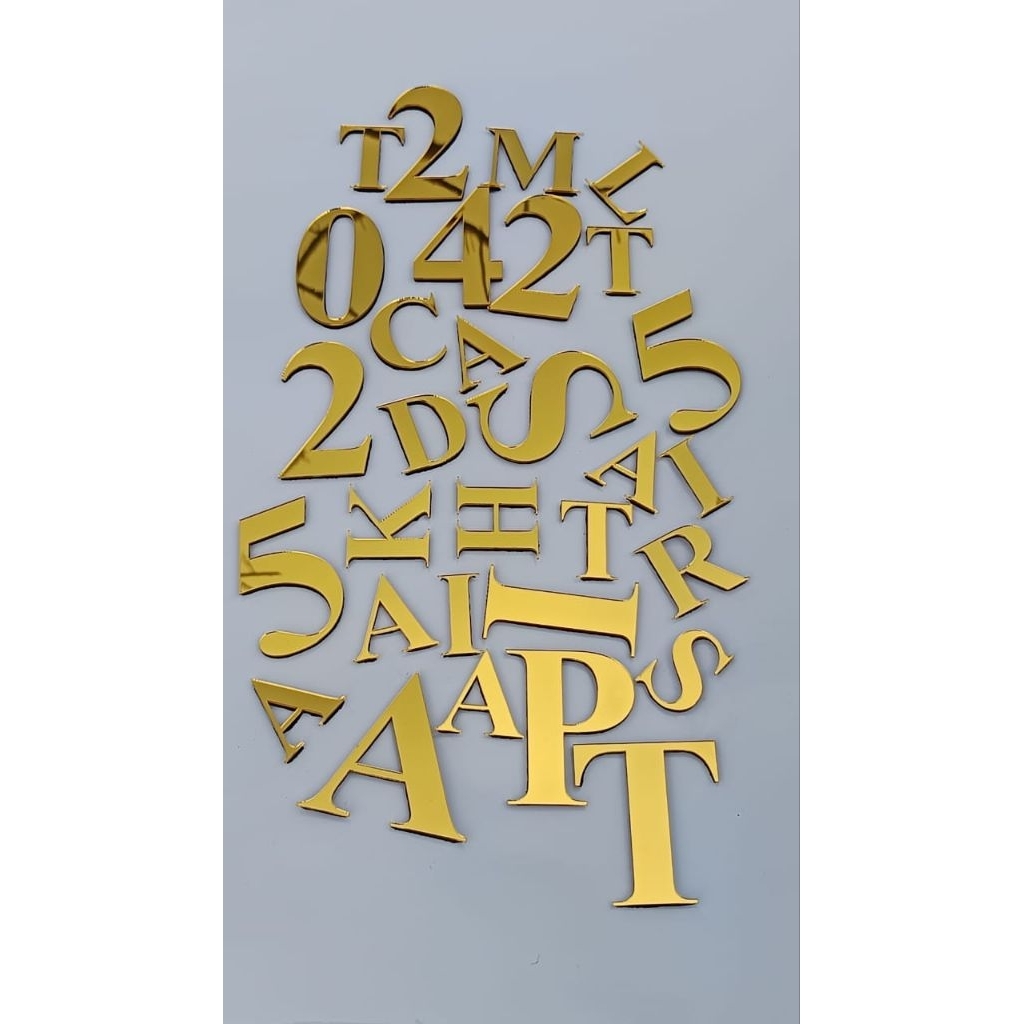 HURUF TIMBUL AKRILIK MIRROR GOLD