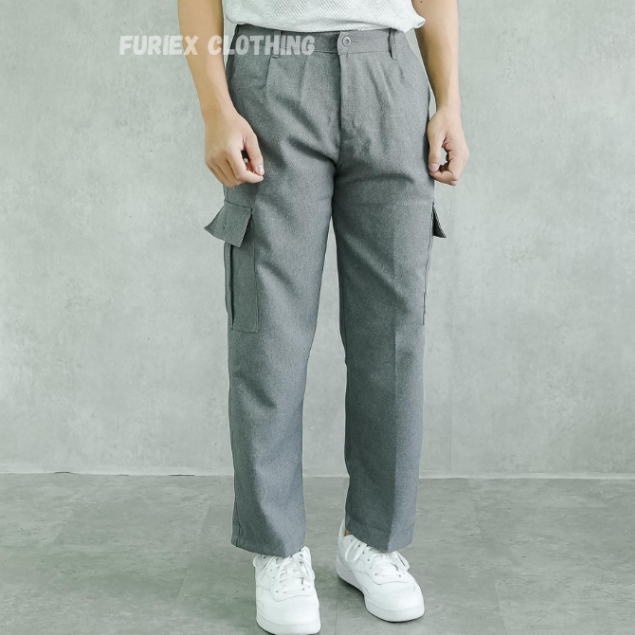 Furiex - Celana Cargo Loose Pants | Celana Cargo Panjang Pria Oversize |  Celana Cargo Pria Korean S