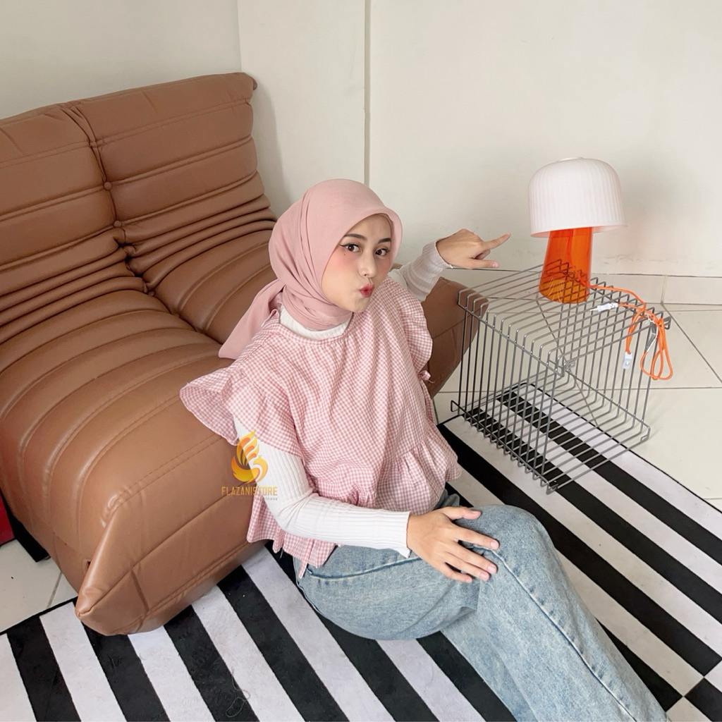 Billa Vest Ruflle Tali Samping Bahan Katun Motif Polos