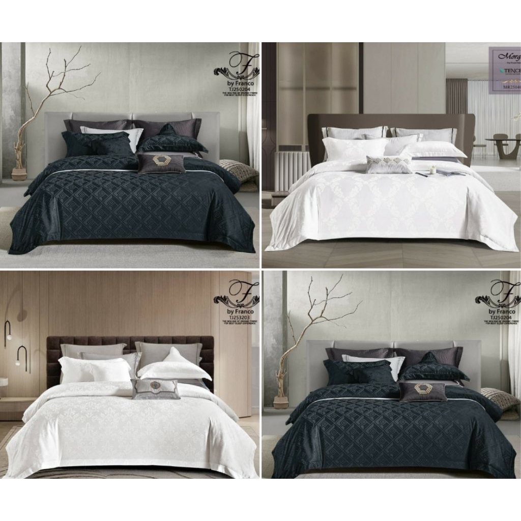 Bedcover Sprei Set KingKoil Sutra Tancel Organik Sprei Sultan Warna Hitam BW
