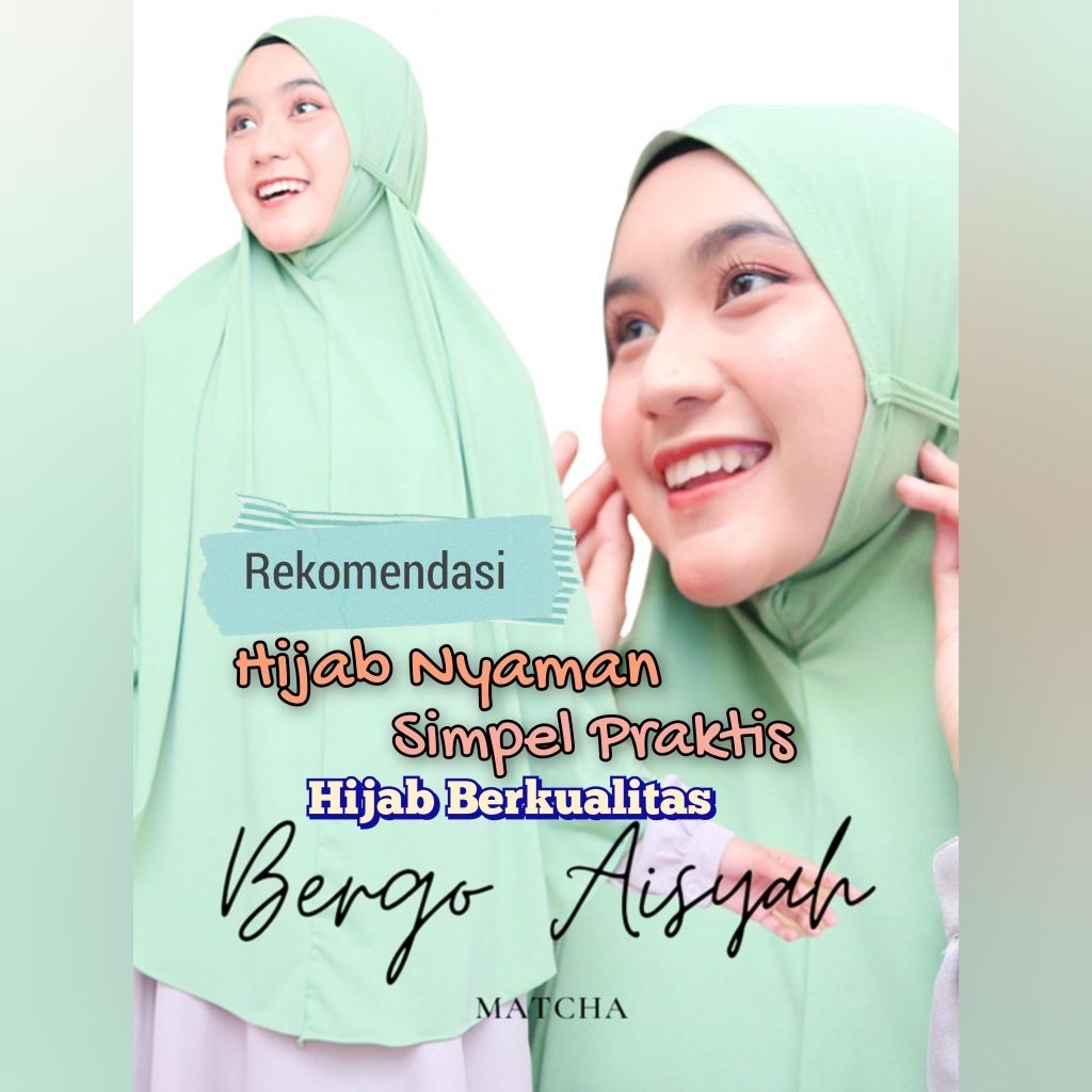 Jilbab Hijab Instan Bergo Khimar Jumbo Aisyah Tali Jersey Premium Wanita Muslimah Murah Terbaru