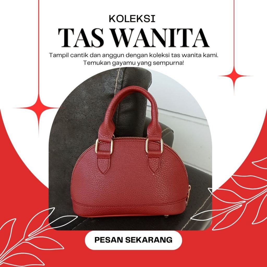 Tas Kulit Bahan Sintetis Kulit Polos Halus Kecil Mini Warna Merah Maroon Hijau Army Wanita Selempang