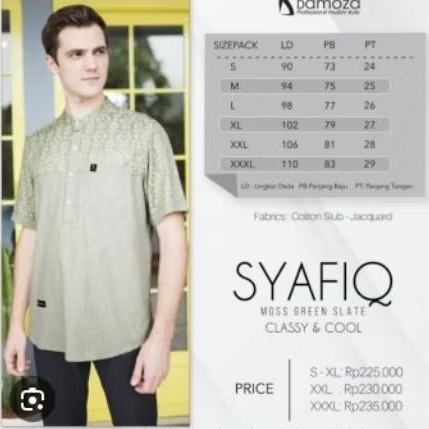 KOKO PRIA DAMOZA SYAFIQ GREEN LENGAN PENDEK SIMPEL