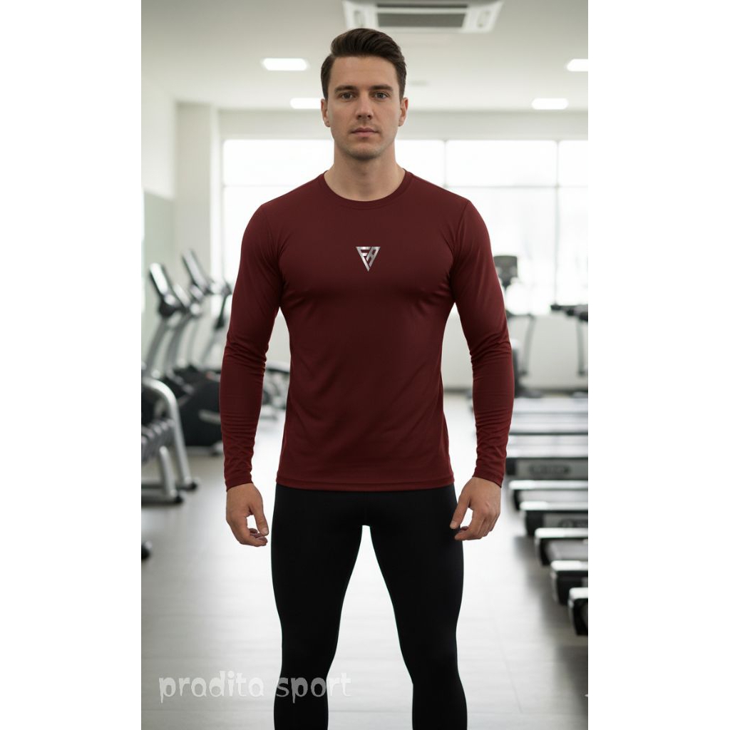 Manset Olahraga Baselayer Leher Pendek Lengan panjang Pria & wanita premium