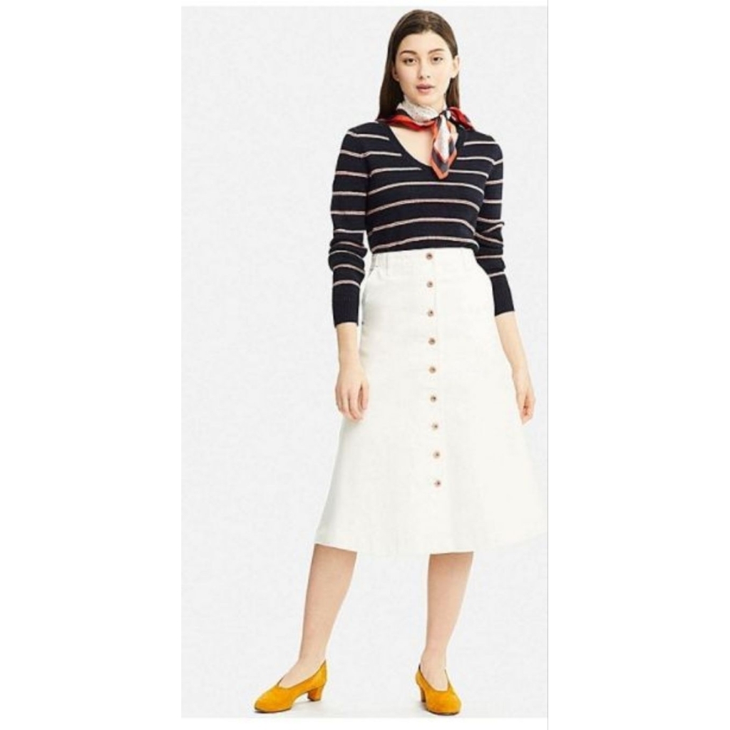 Uniqlo denim midi skirt