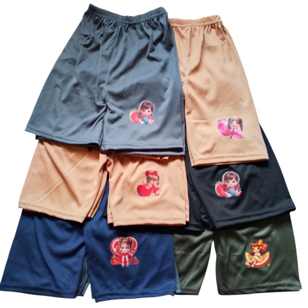 promo 6 pcs shot pendek anak cewek sablon,short anak perempuan TK,SD motif terbaru