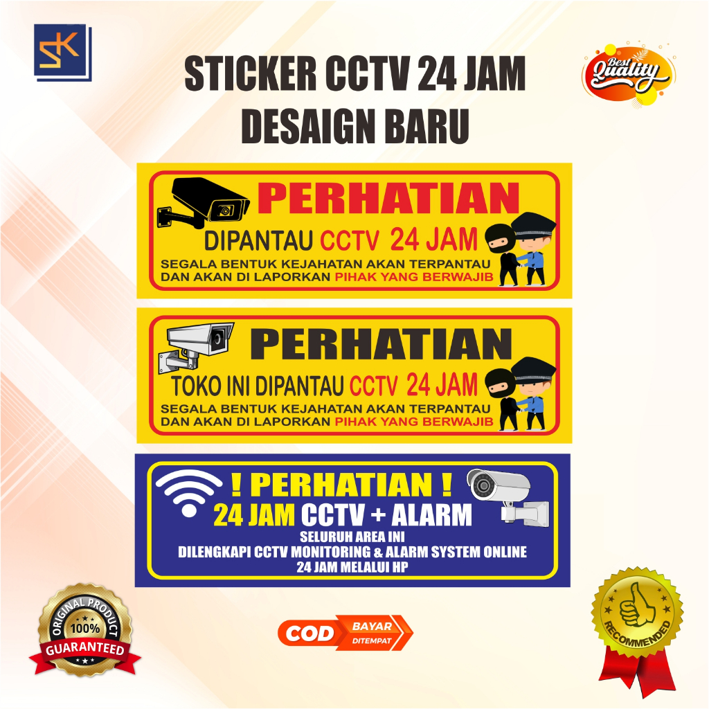 Stiker CCTV 24 Jam + Alarm – Keamanan Maksimal untuk Usaha & Rumah