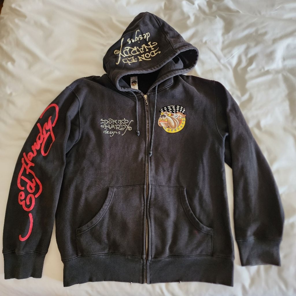 Don Ed Hardy Designs Black Vintage Hoodie Jacket