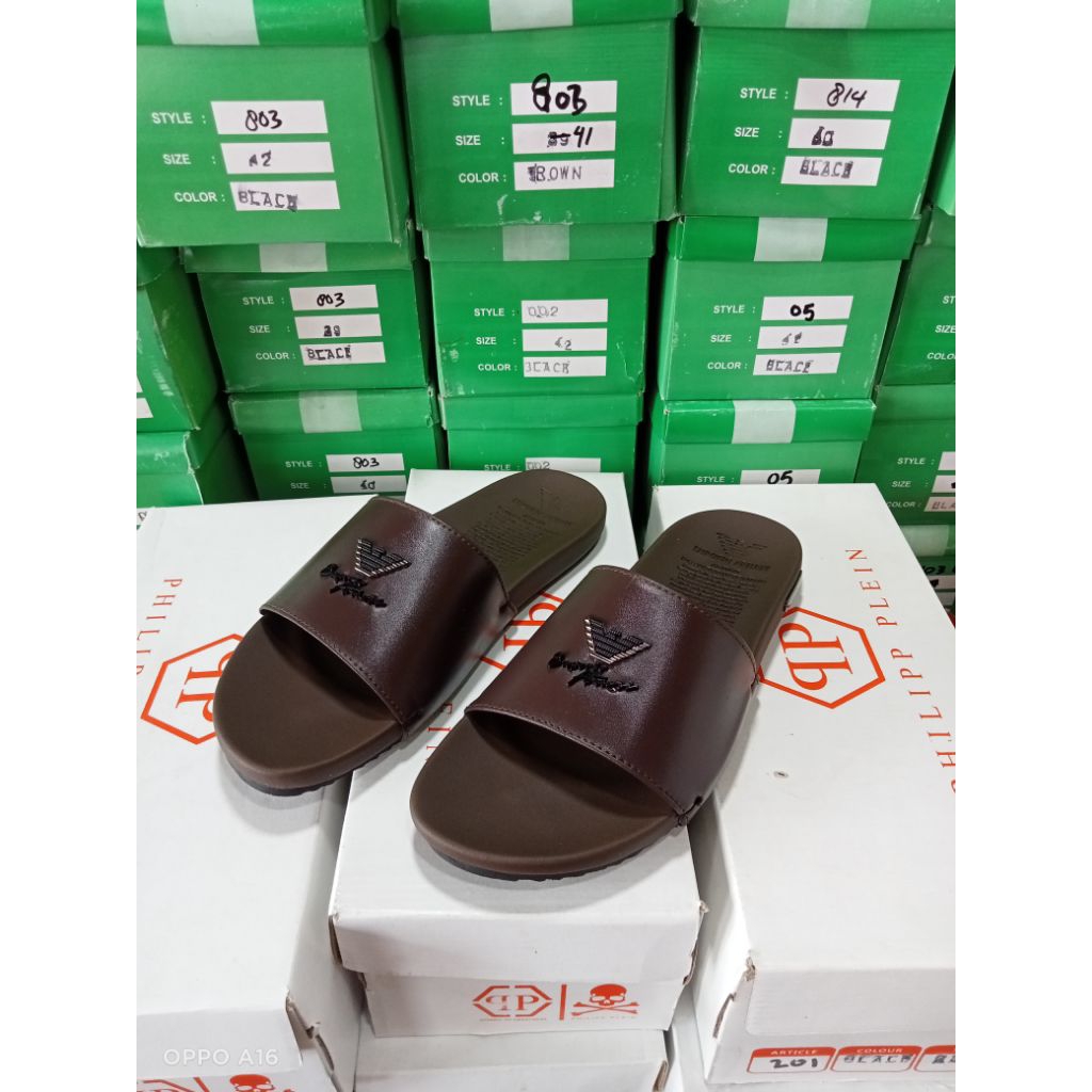 sandal slop pria sendal emporio armani